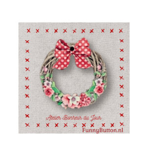 Deurkrans met roze strik