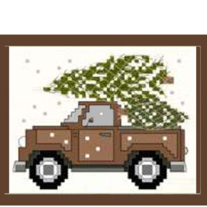 Oldie vrachtwagen met Kerstboom  Borduurpakket