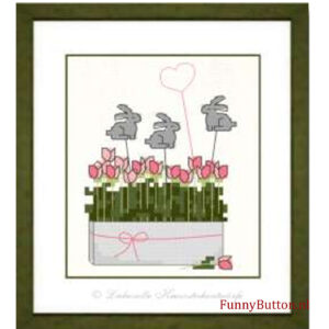 Haasjes in bloembak Borduurpakket